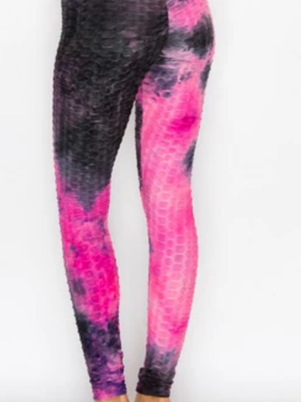NWOT PINK and NAVY Tie-Dye Textured Leggings